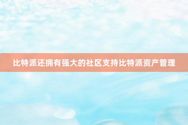 比特派还拥有强大的社区支持比特派资产管理