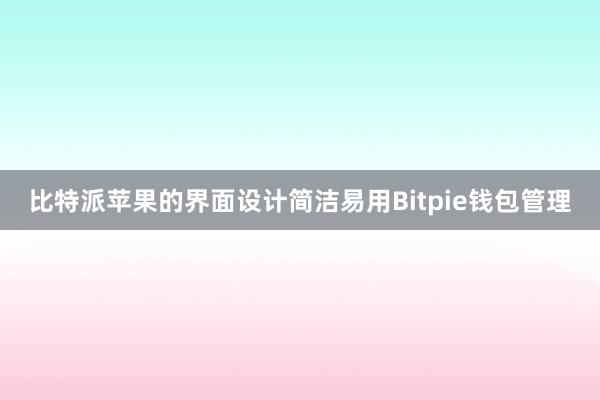 比特派苹果的界面设计简洁易用Bitpie钱包管理