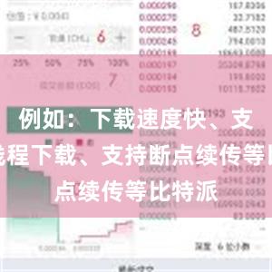 例如：下载速度快、支持多线程下载、支持断点续传等比特派